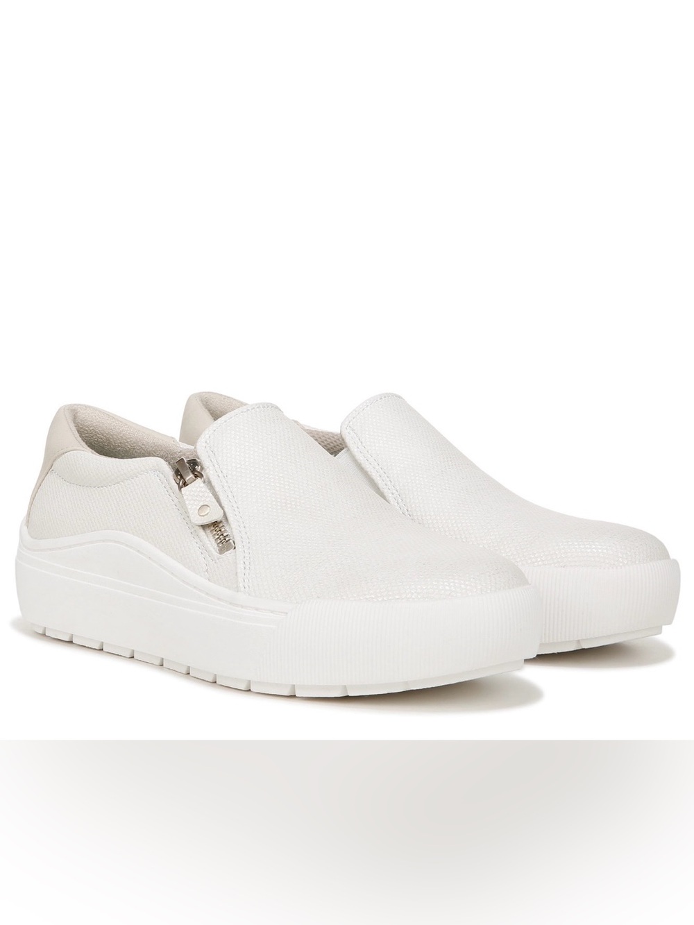 Dr. Scholl's Off White Slip-On Platform Sneakers with Side Zipper Size 9
